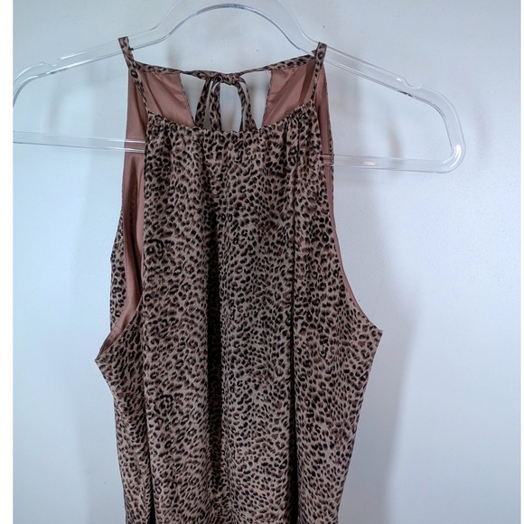 August Hale Leopard Print Halter Neck Maxi Dress Silk Tie Back Size 10 - Picture 4 of 8